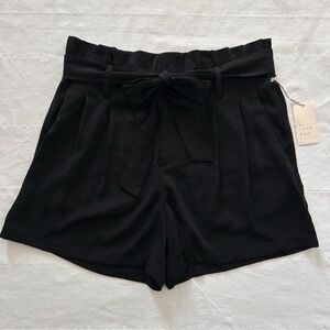 a new day Black High-Rise Paperbag Tie-Waist Shorts